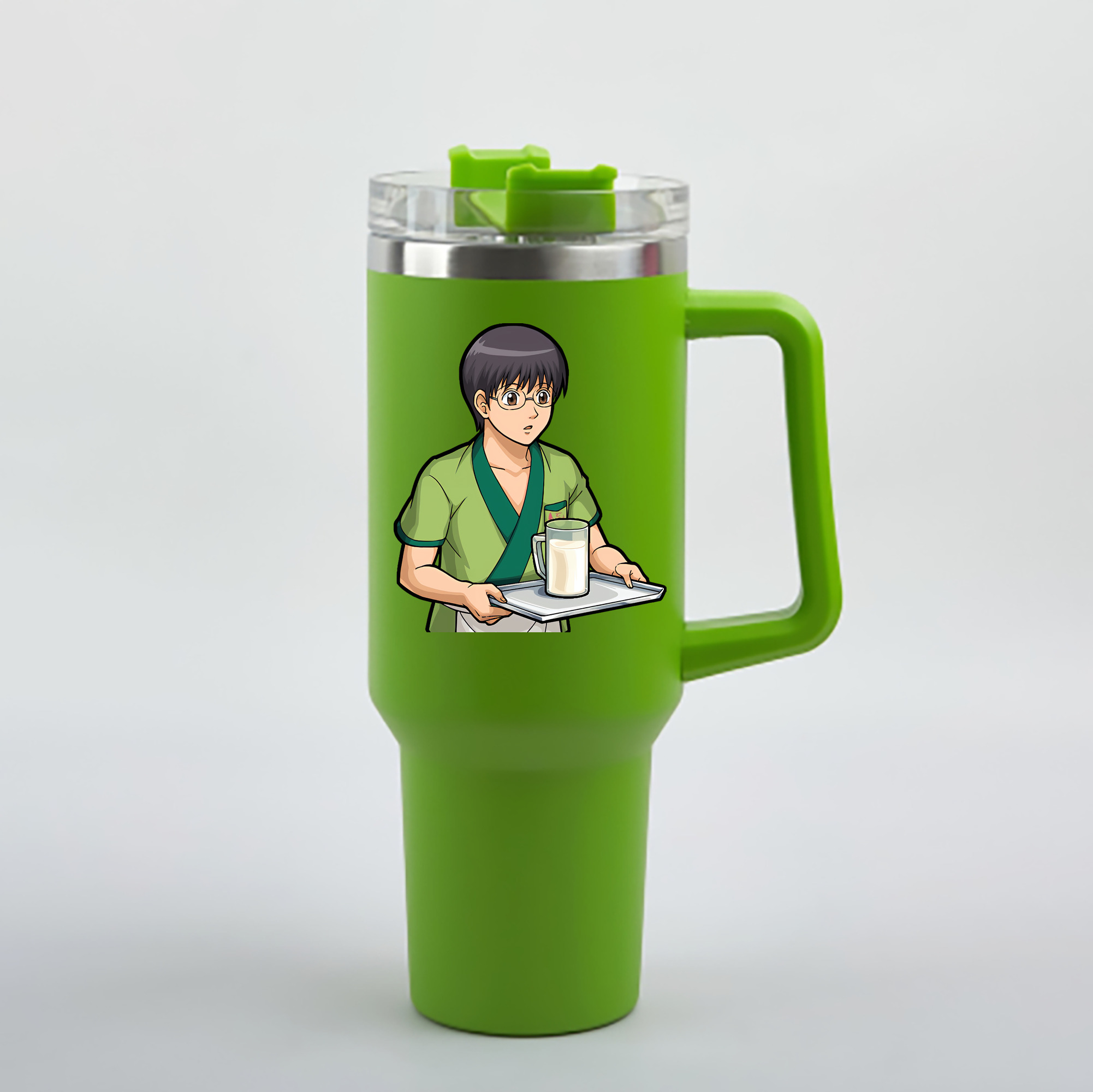 （画像用） ぎんたま 坂田銀時（さかたぎんとき） 神楽 志村新八（しむら しんぱち） GINTAMA Sakata Gintoki Kagura Shimura Shinpachi 1200mL車用タンブラー - クリスタルステッカー（プラスチックストロー付き）